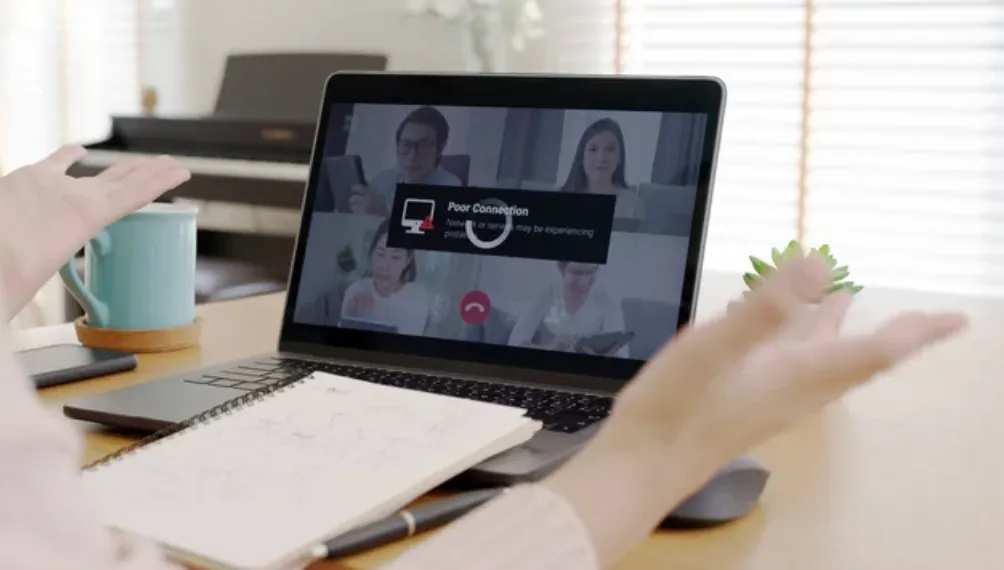 Video conference on laptop