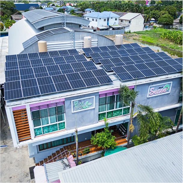 โรงงานและแผงโซลาร์เซลล์ของชีววิถี