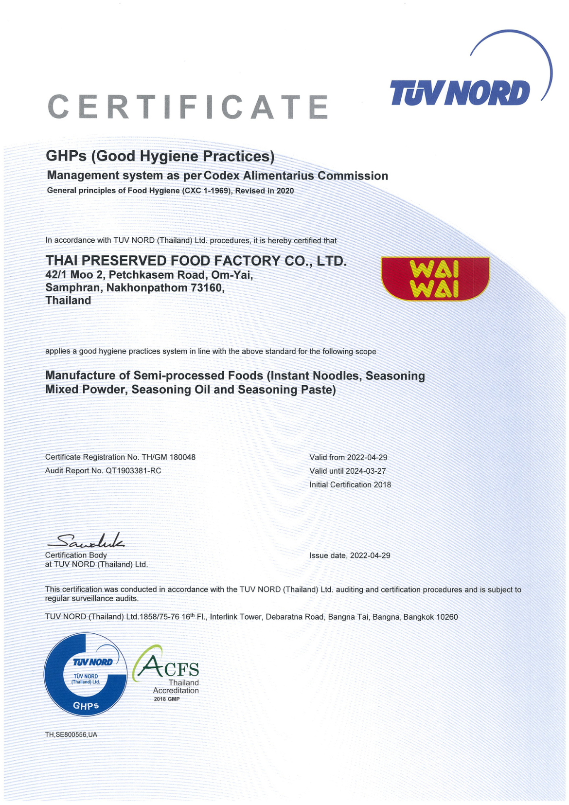 GHP Certificates