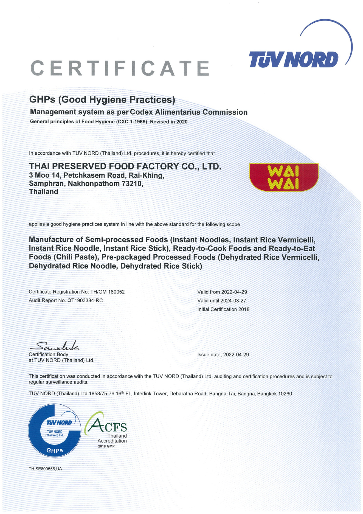 GHP Certificates