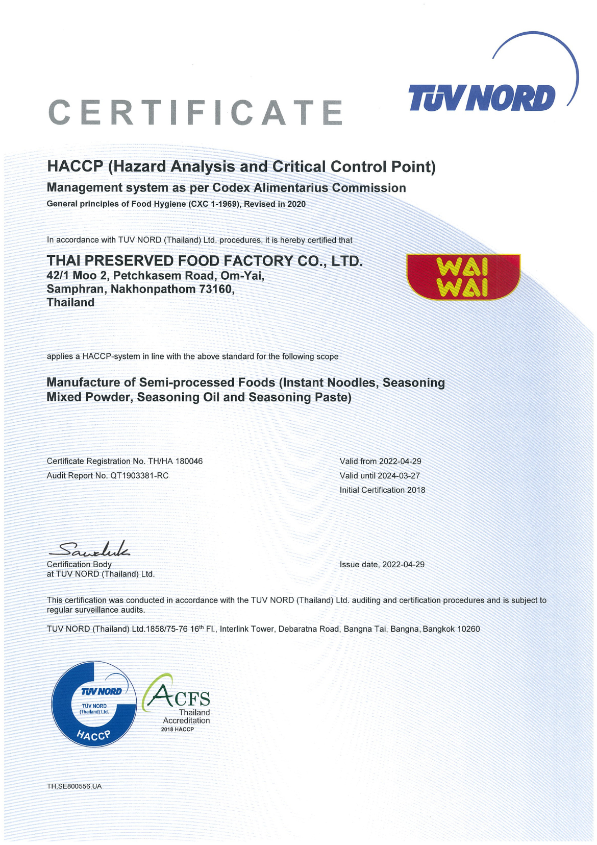 HACCP Certificates