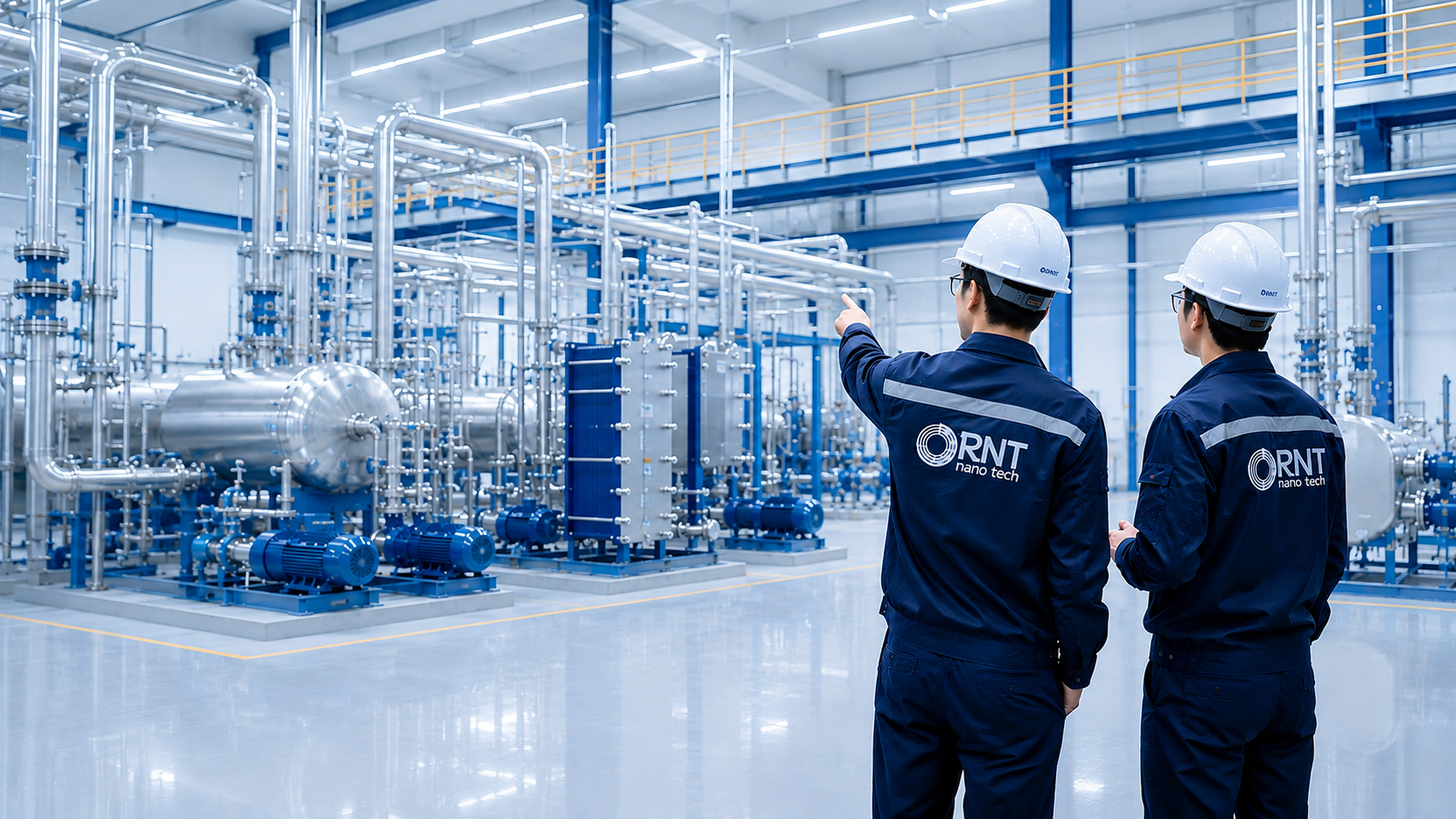 วิศวกร Rano Tech ตรวจสอบระบบท่อและ Heat Exchanger ในโรงงานอุตสาหกรรม